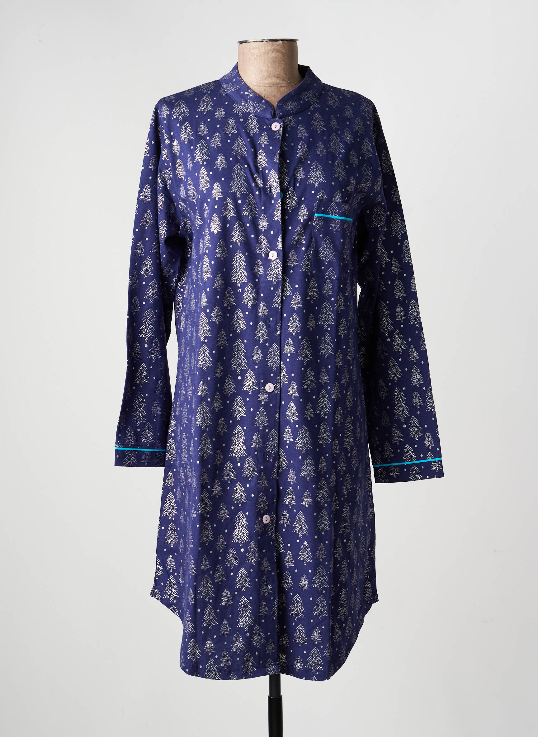 Chemise de nuit sérigraphie bleu ROSE POMME femme