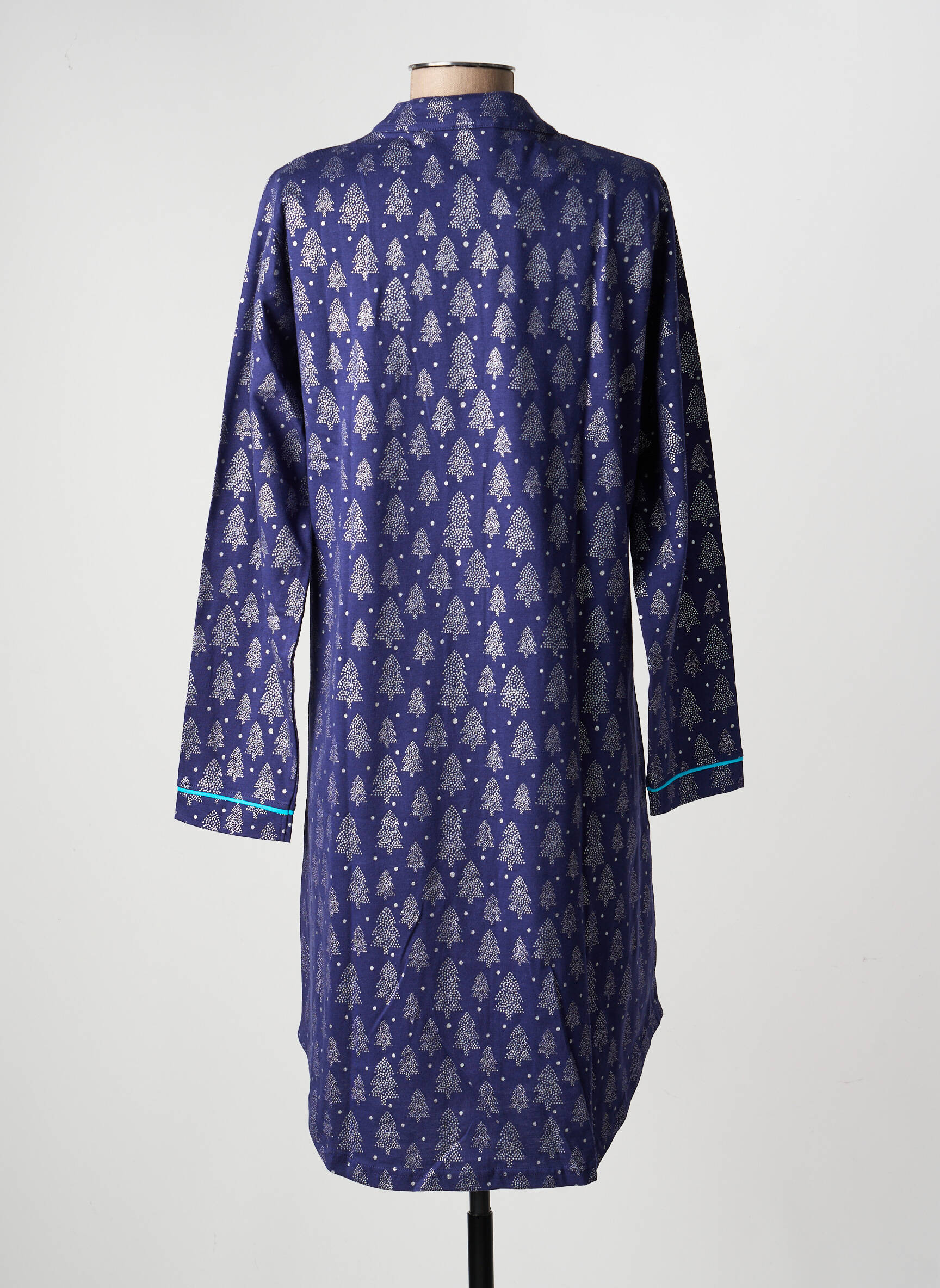 Chemise de nuit sérigraphie bleu ROSE POMME femme