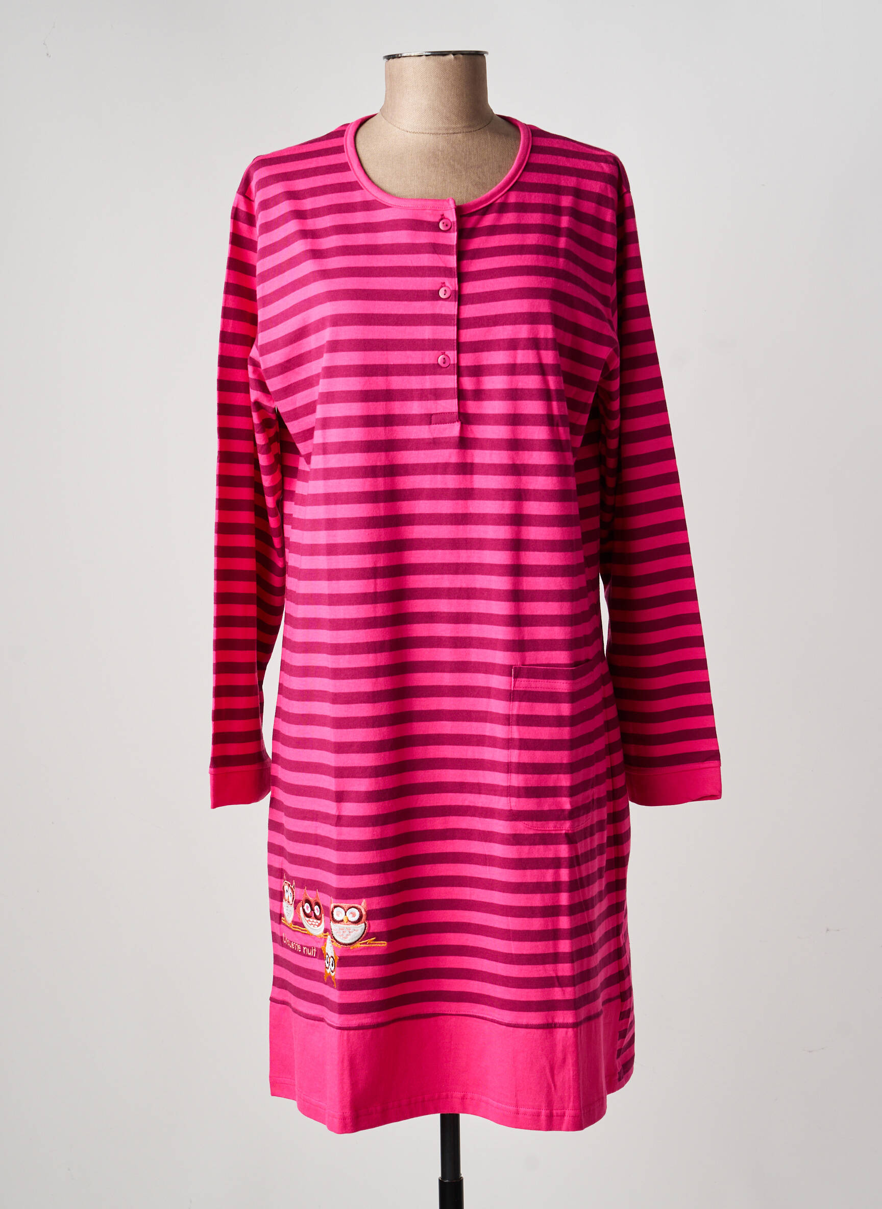 Chemise de nuit col tunisien rose ROSE POMME femme