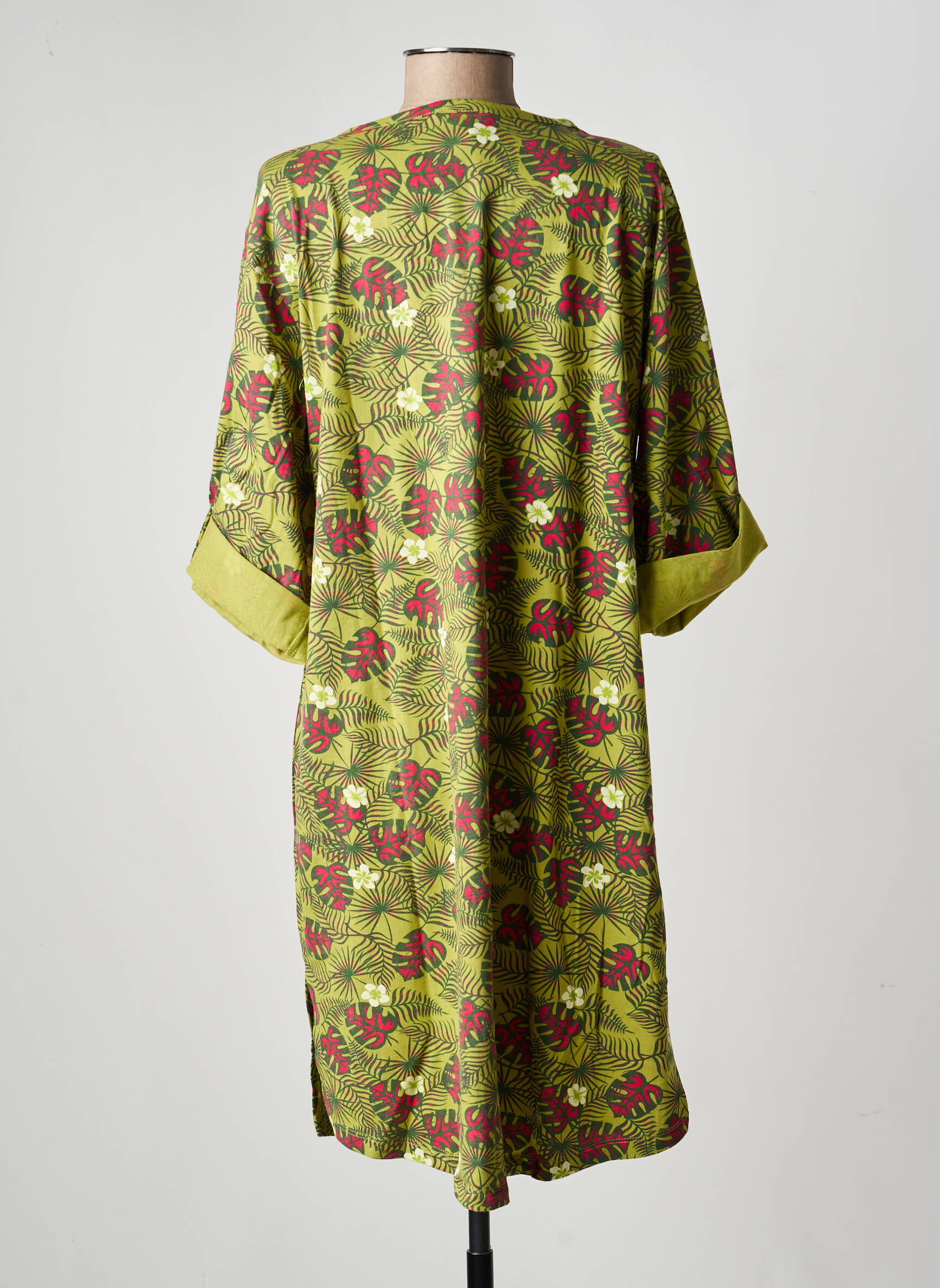 Chemise de nuit imprimé fleurs vert ROSE POMME femme