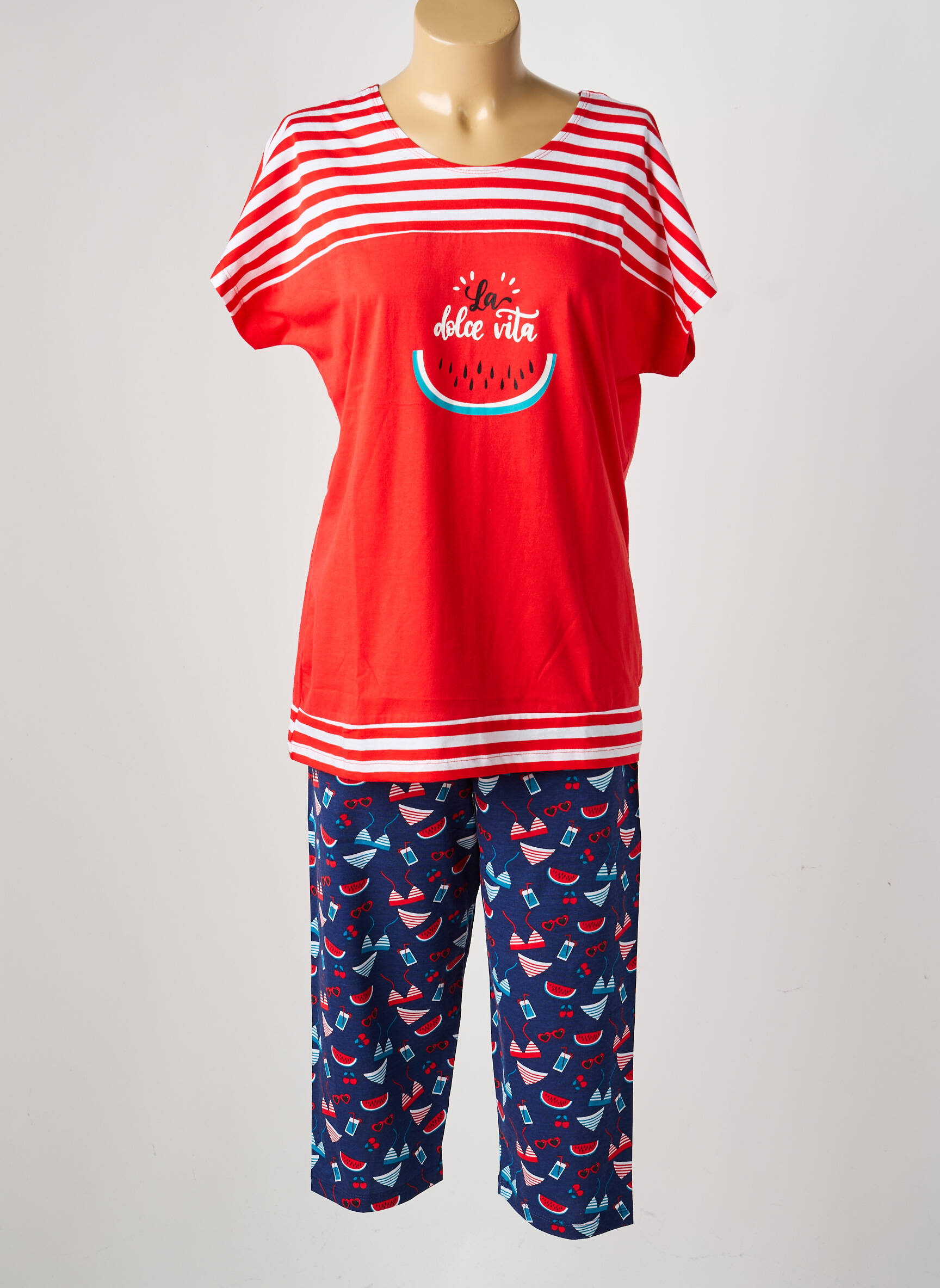 Pyjama tissage jersey rouge ROSE POMME femme