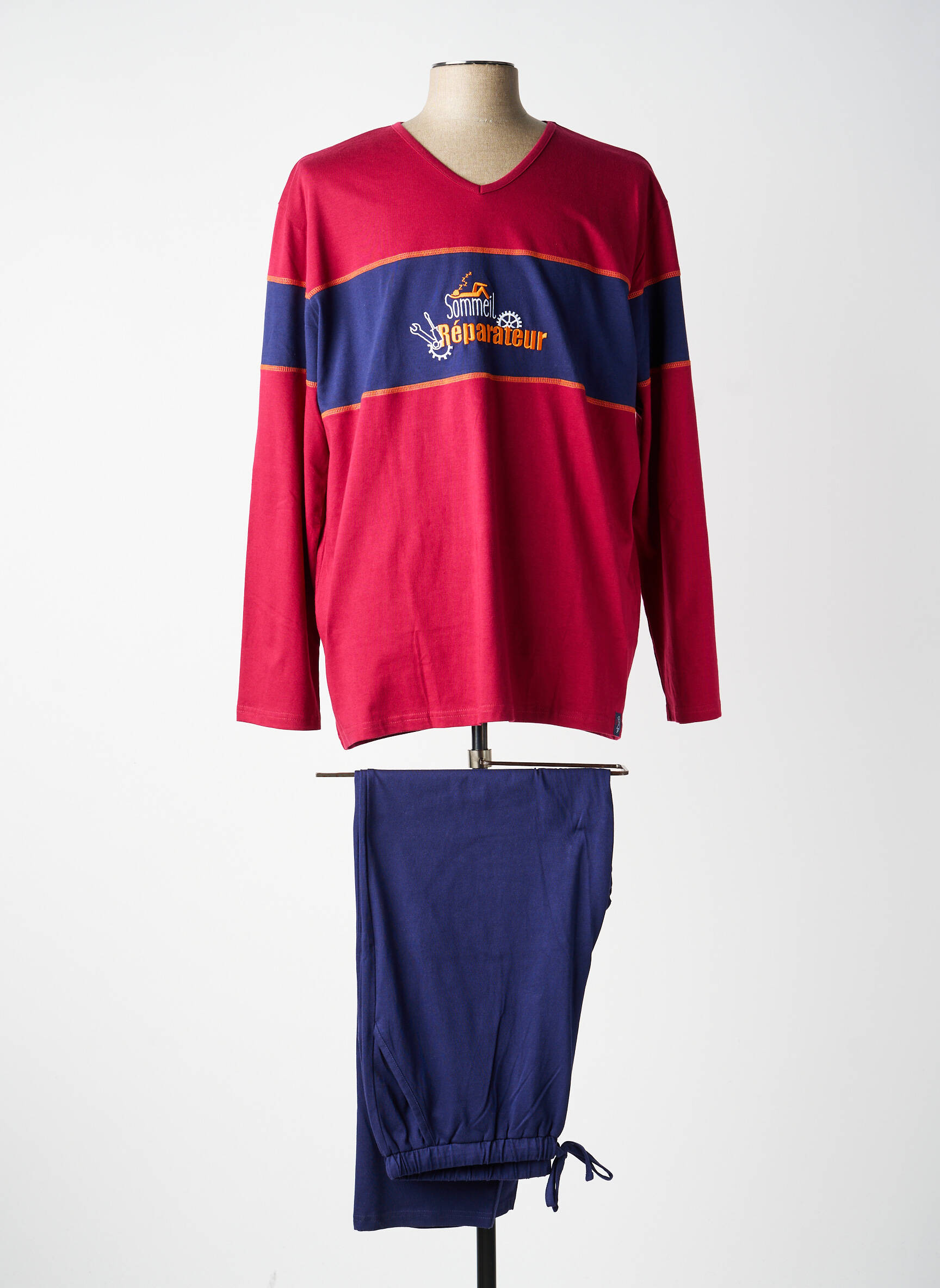 Pyjama col v rouge ROSE POMME homme