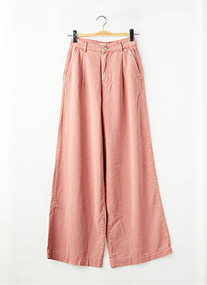 Pantalon large tissage popeline taille haute rose SUMMUM femme