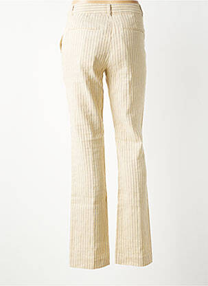 Pantalon flare fermeture zippée sous rabat avec crochet taille haute beige MKT STUDIO femme