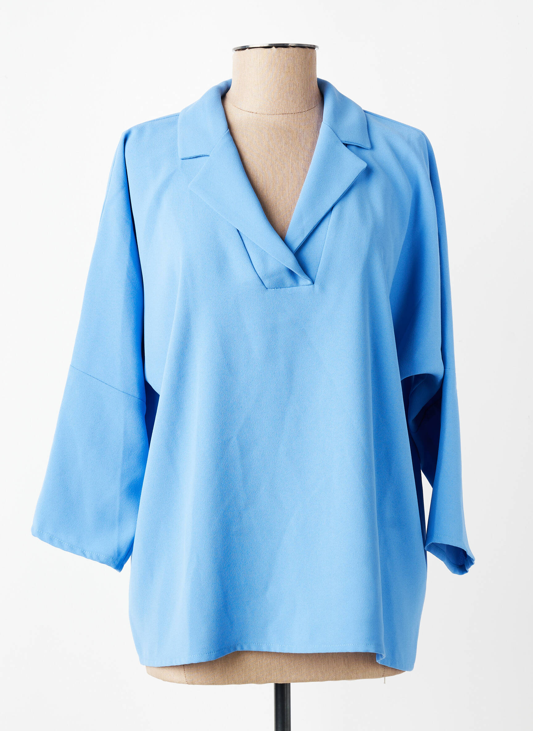 Blouse manches 3/4 manches 3/4 bleu TOUPY femme