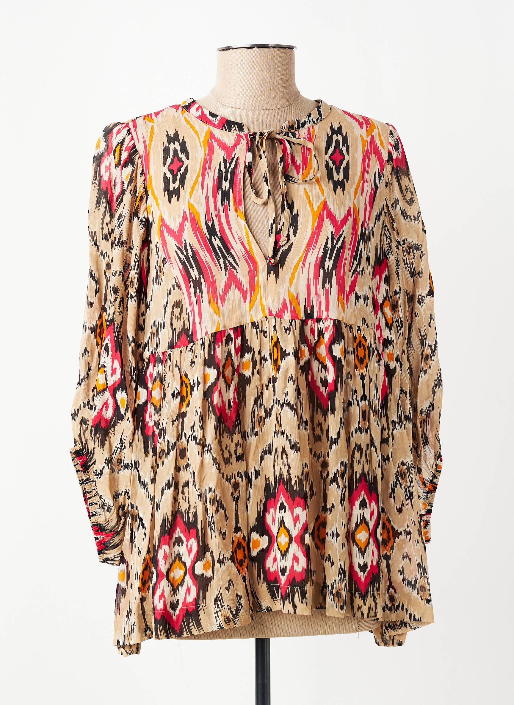 Blouse légère et transparente manches 3/4 beige SUMMUM femme