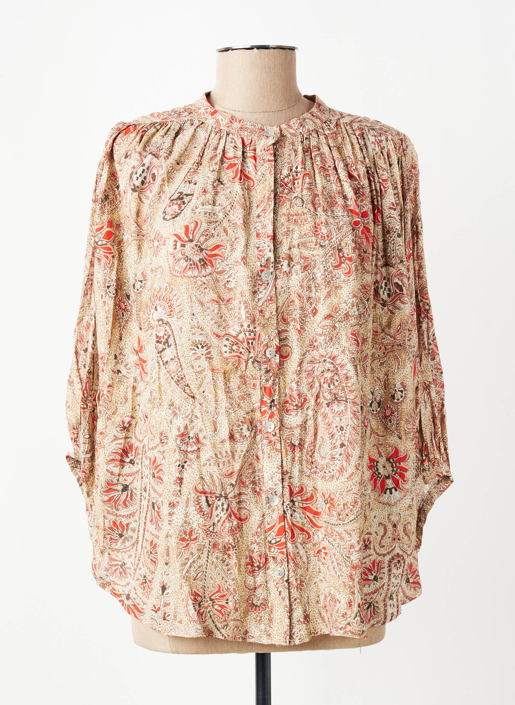 Chemisier tissage crêpe manches 3/4 beige SUMMUN femme
