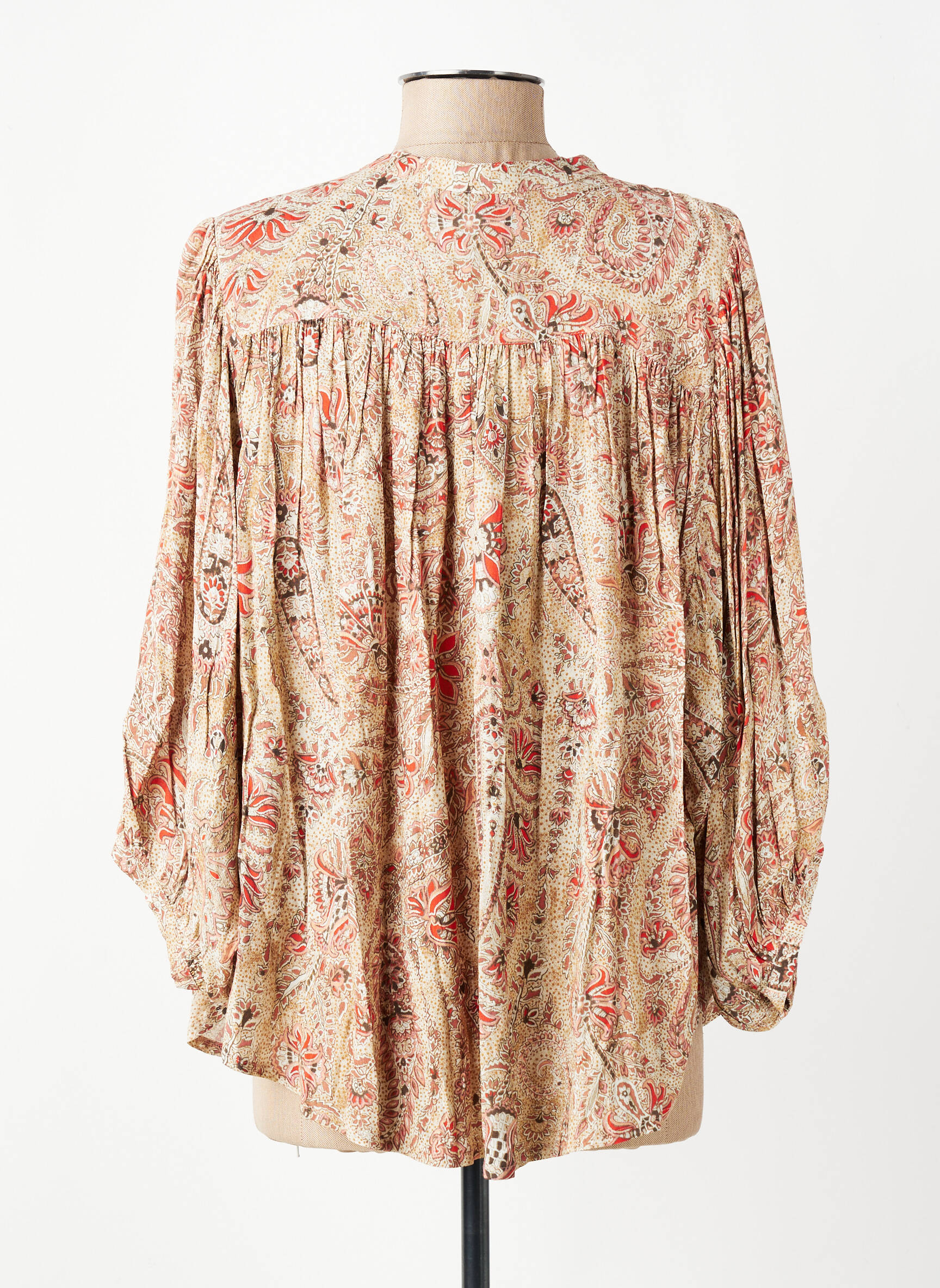 Chemisier tissage crêpe manches 3/4 beige SUMMUN femme