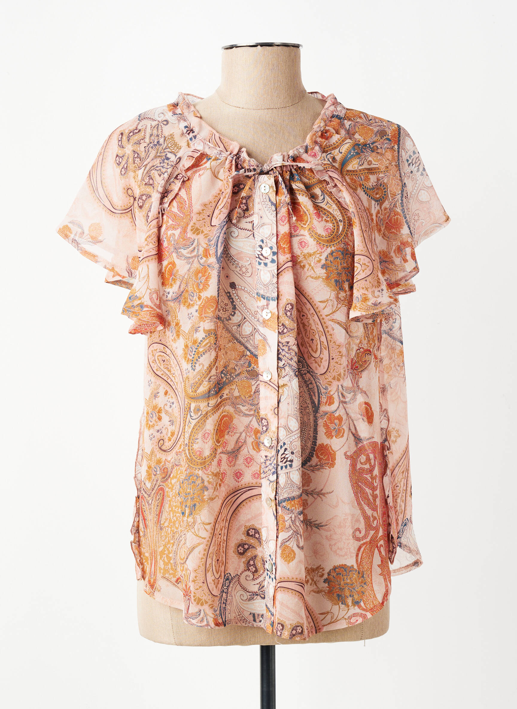 Chemisier manches courtes manches courtes rose SUMMUM femme