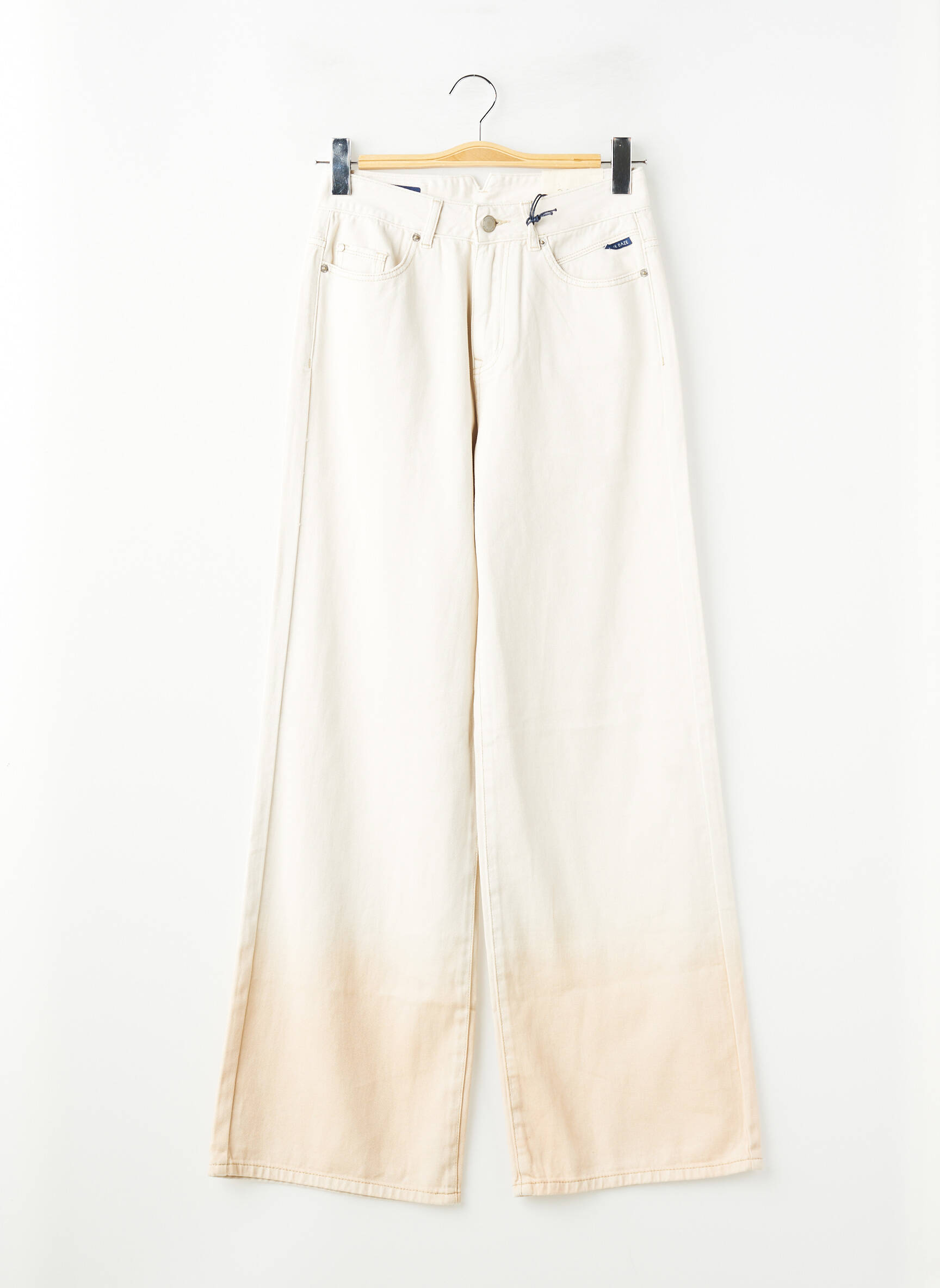 Jeans coupe large stretch taille haute beige BLUE DAZE femme
