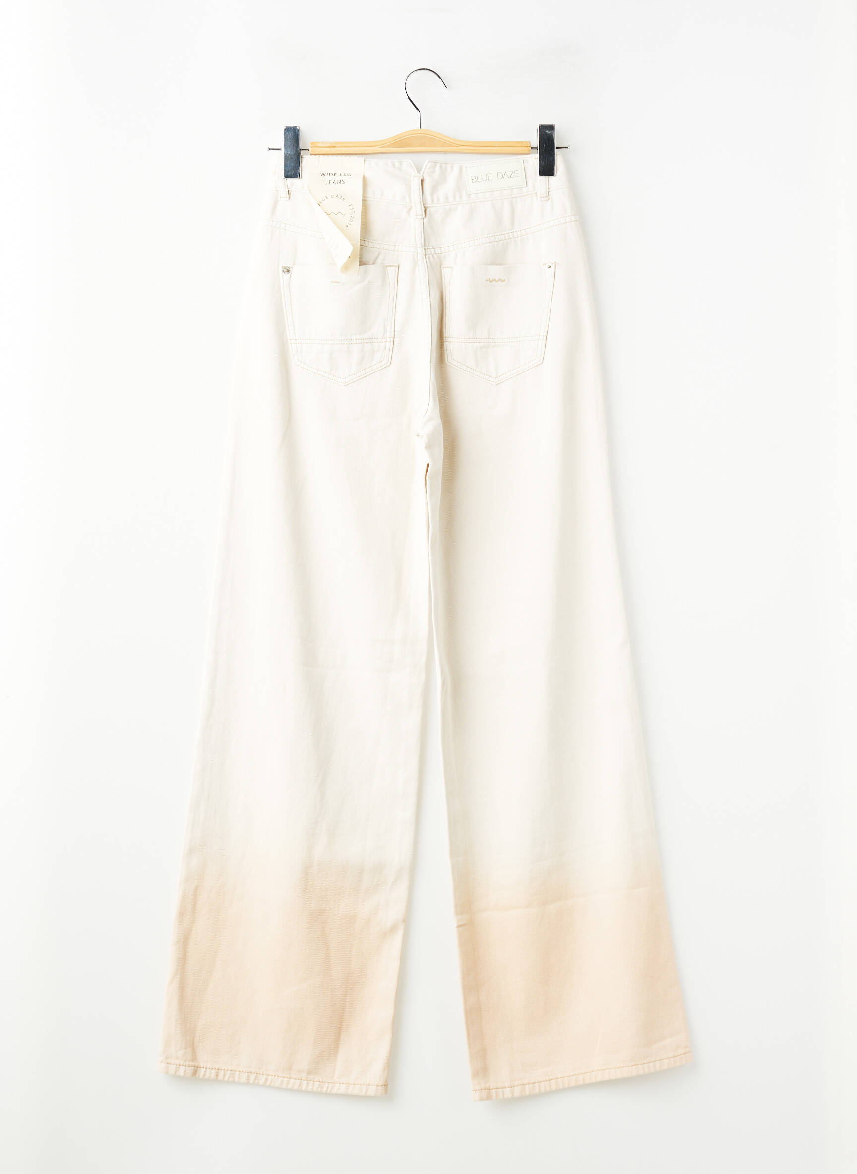 Jeans coupe large stretch taille haute beige BLUE DAZE femme