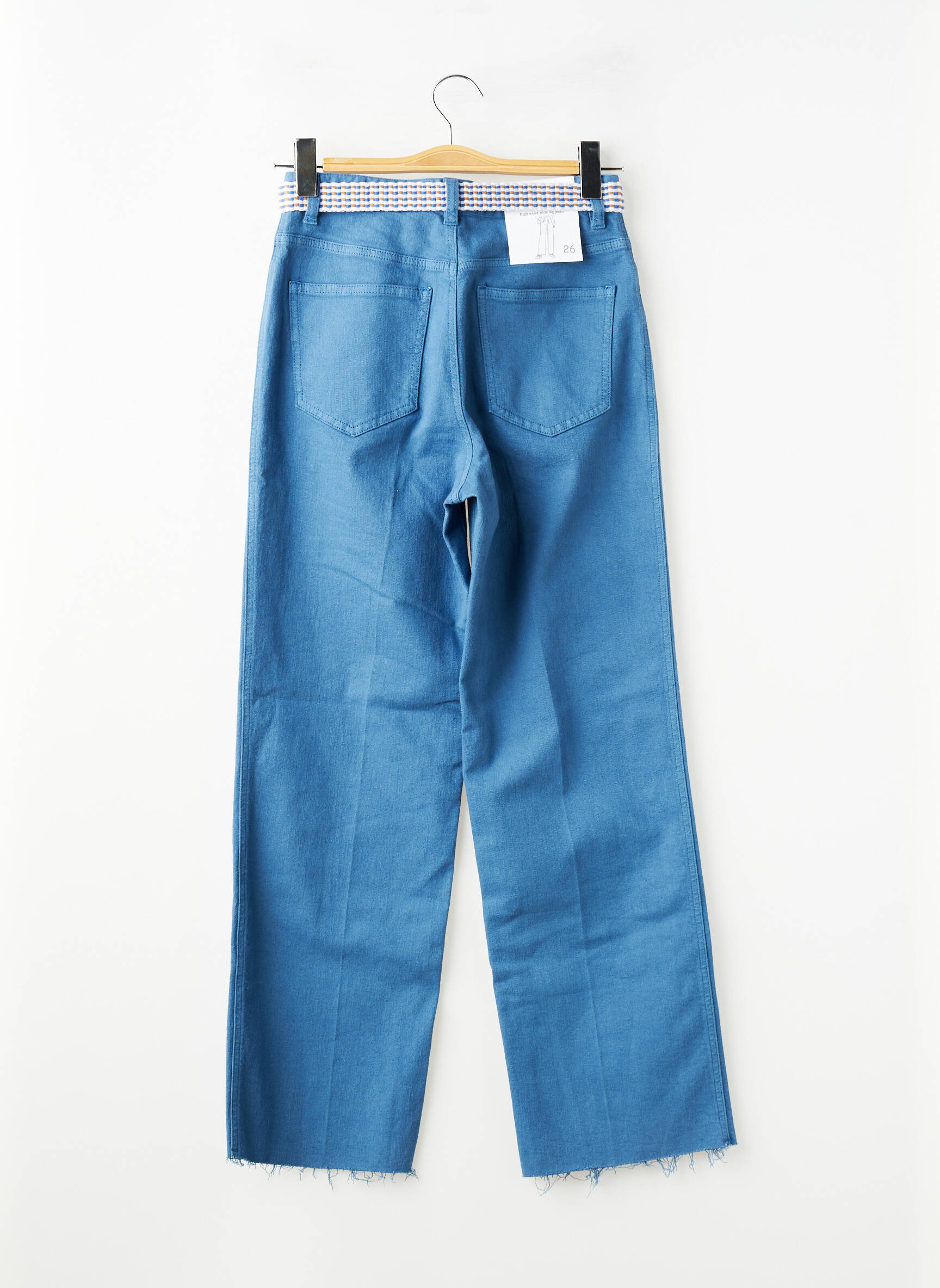 Jeans coupe droite taille haute taille haute bleu LABDIP femme
