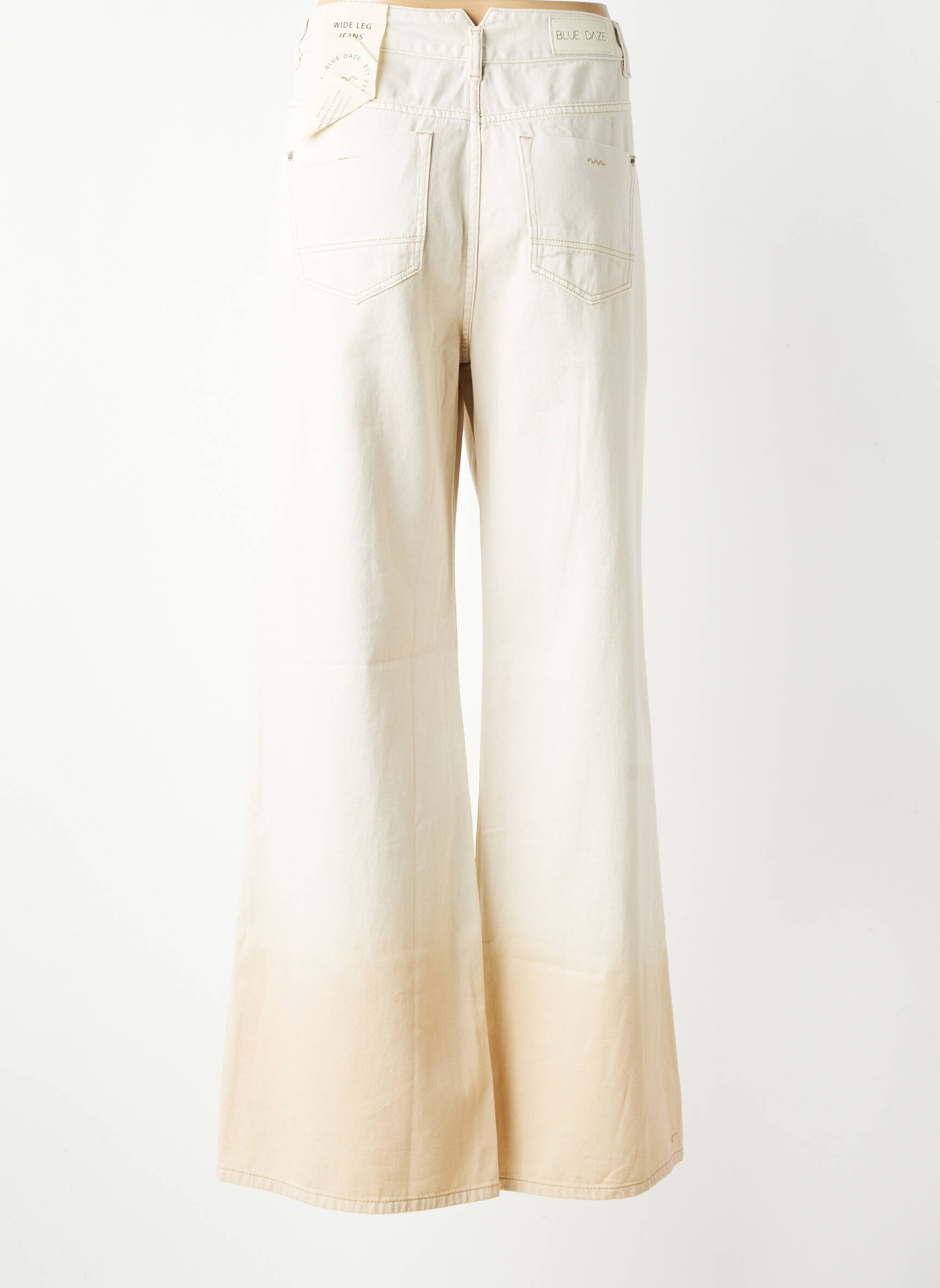 Jeans coupe large stretch taille haute beige BLUE DAZE femme