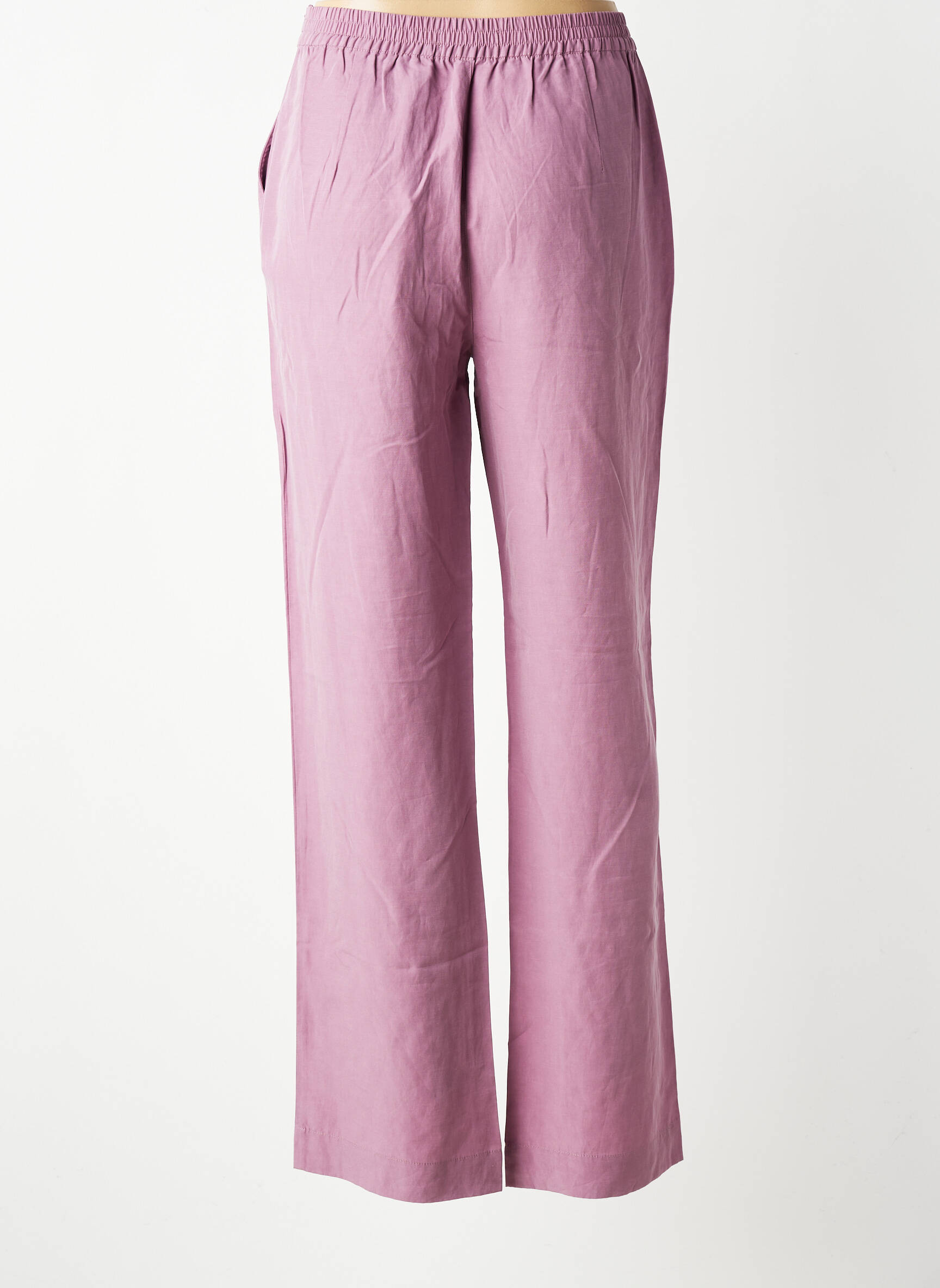 Pantalon droit tissage popeline taille normale violet MKT STUDIO femme