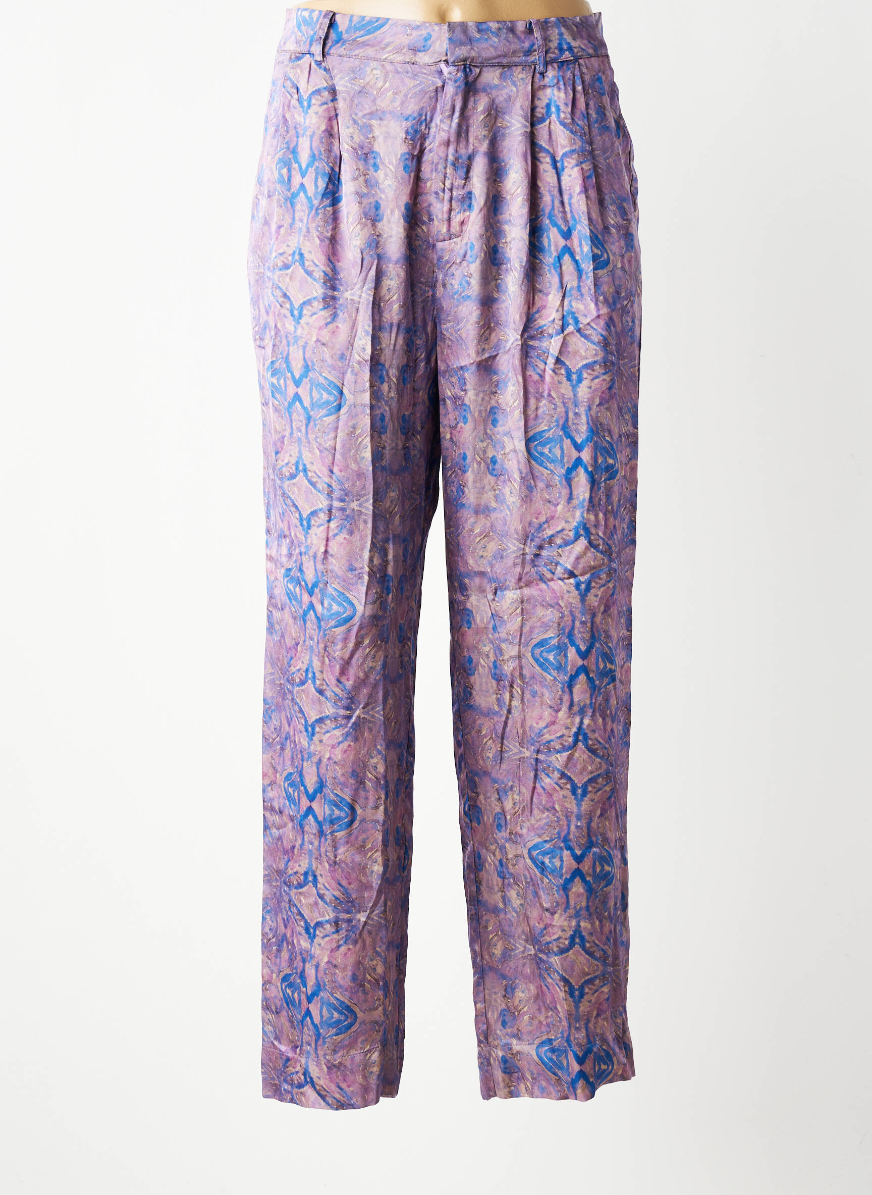 Pantalon droit taille à pinces taille haute violet SEE U SOON femme