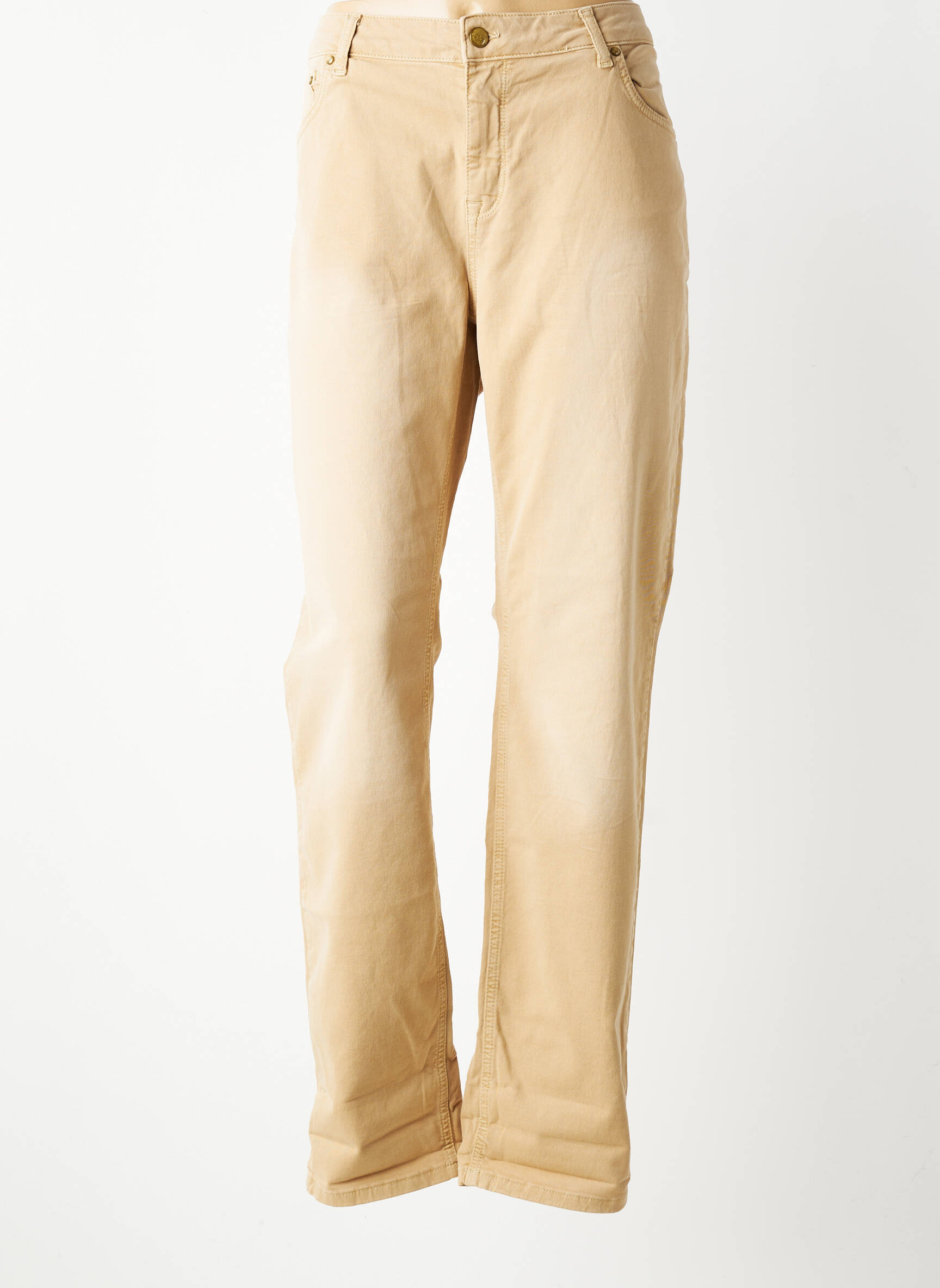 Jeans coupe droite stretch taille normale beige SUMMUM femme