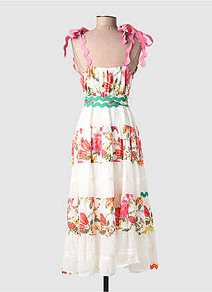Robe longue imprimé fleurs sans manche blanc LILY ROSE femme
