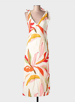 Robe longue imprimé fantaisie sans manche beige CERISE BLUE femme