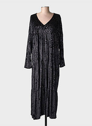 Robe longue manches longues manches longues noir PIMENT ROUGE femme