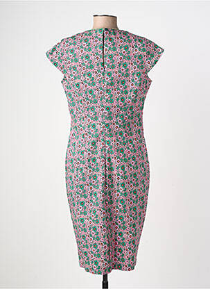Robe mi-longue imprimé fleurs manches courtes vert PRINCESSE NOMADE femme