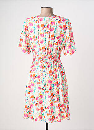 Robe mi-longue manches courtes manches courtes blanc CERISE BLUE femme