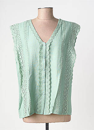 Chemisier coupe droite manches courtes vert MAELLE femme