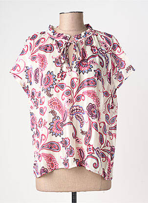 Top imprimé fantaisie manches courtes blanc BY ONE femme