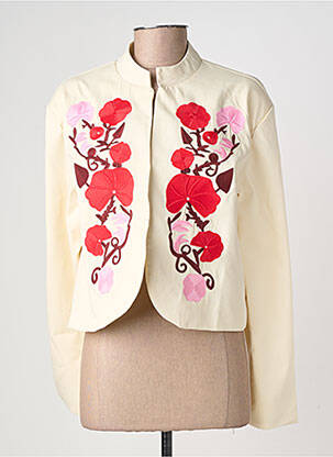 Veste casual col rond beige LILY ROSE femme