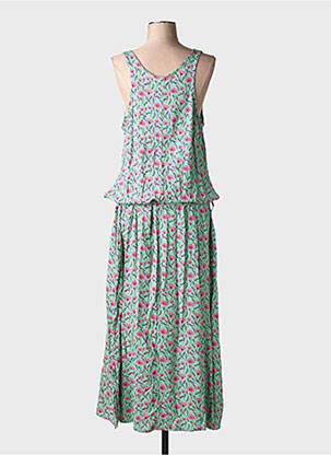 Robe longue imprimé fantaisie sans manche vert LINGAM femme