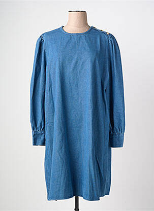 Robe mi-longue manches longues manches longues bleu BY ONE femme