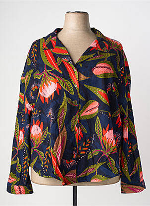 Veste casual poignets boutonnés avec fente bleu ORIENTIQUE NATURALLY femme