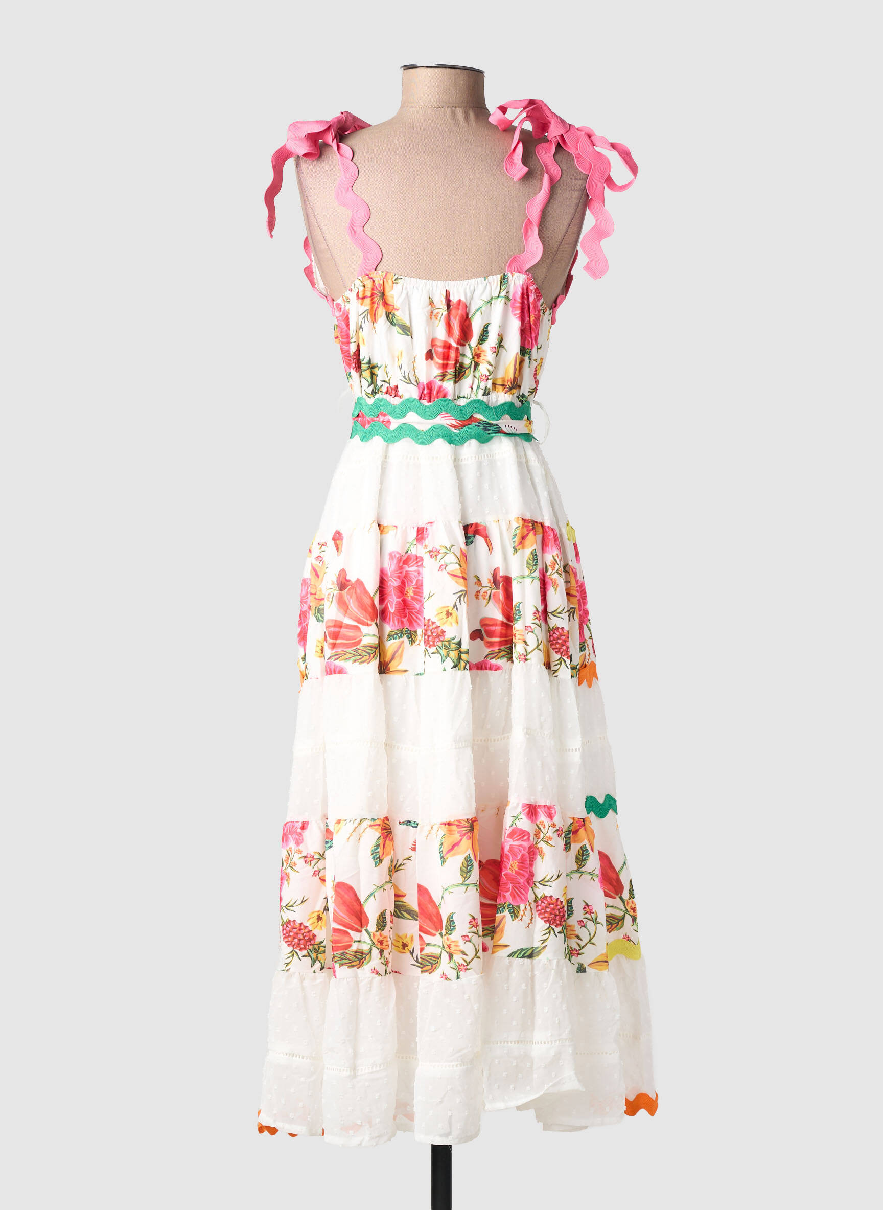 Robe longue imprimé fleurs sans manche blanc LILY ROSE femme