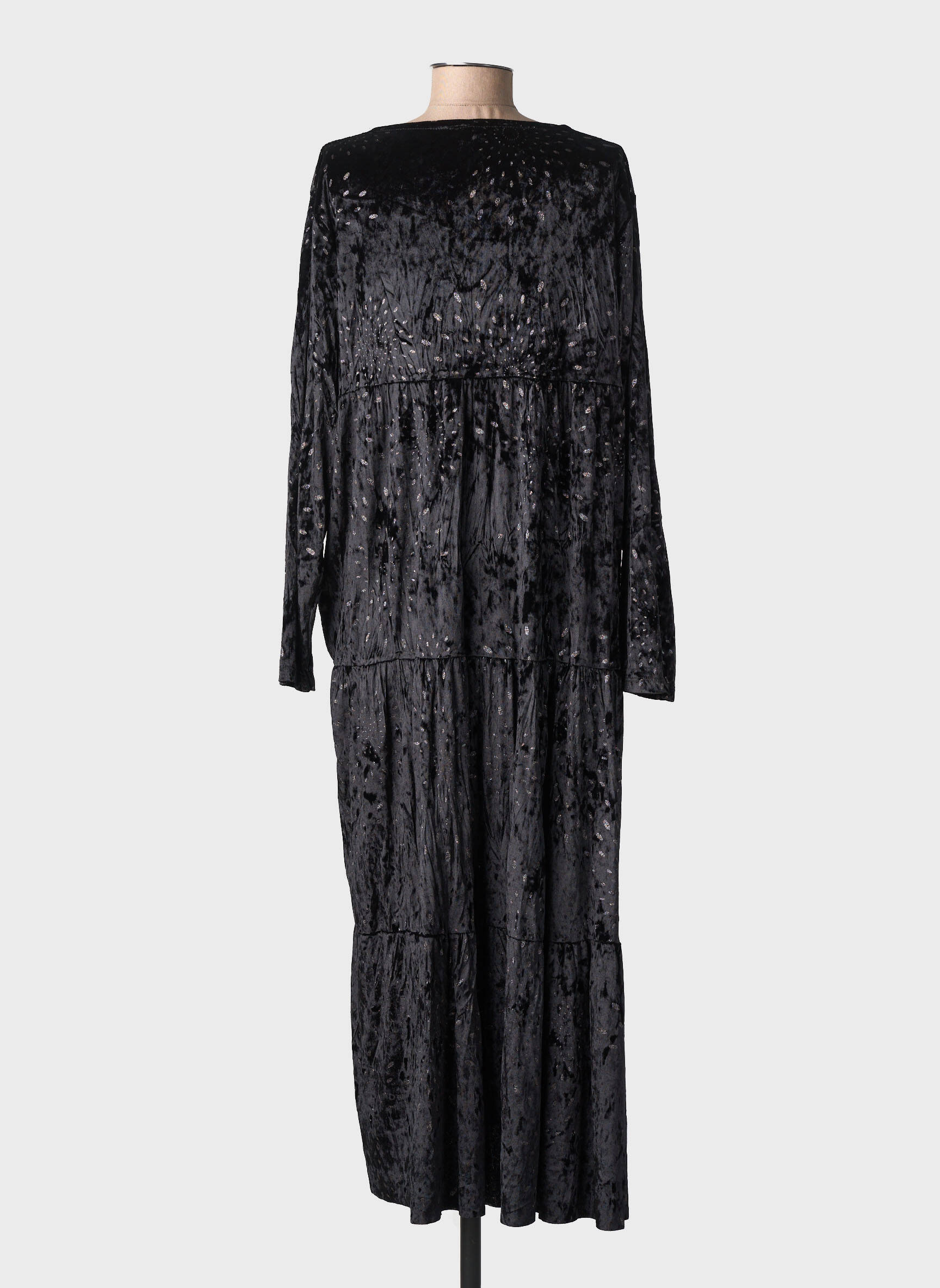 Robe longue manches longues manches longues noir PIMENT ROUGE femme
