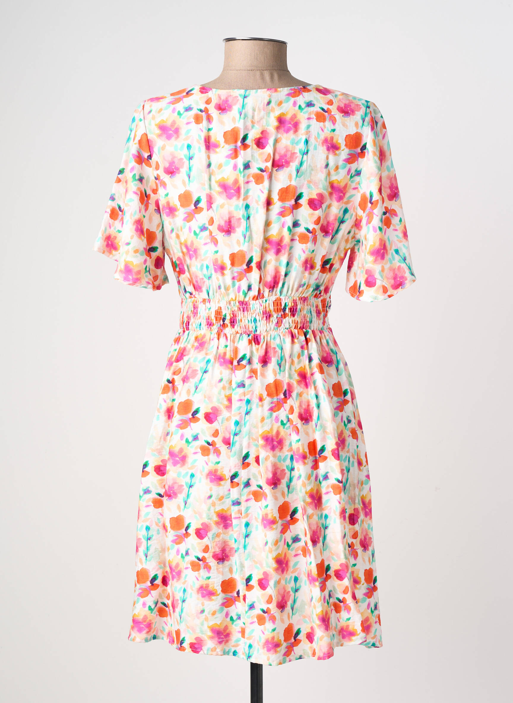 Robe mi-longue manches courtes manches courtes blanc CERISE BLUE femme