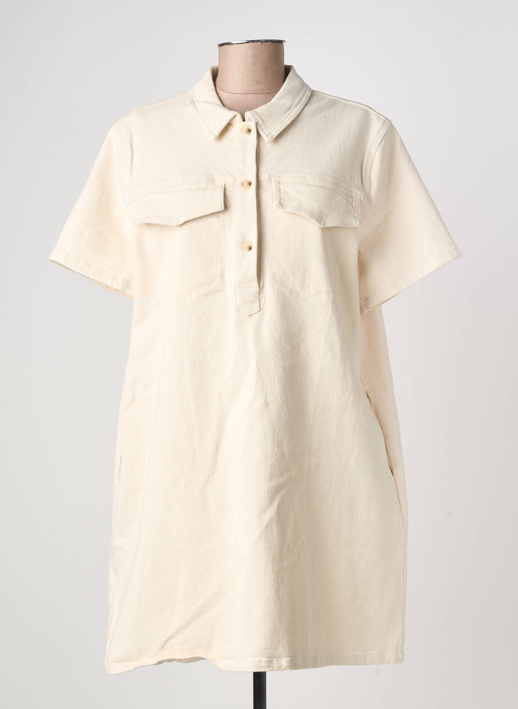 Robe courte manches courtes manches courtes beige EMILIE.K femme
