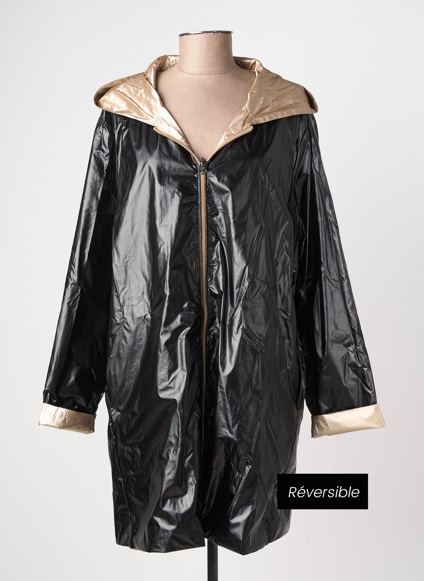 Imperméable poches a capuche noir PIMENT ROUGE femme