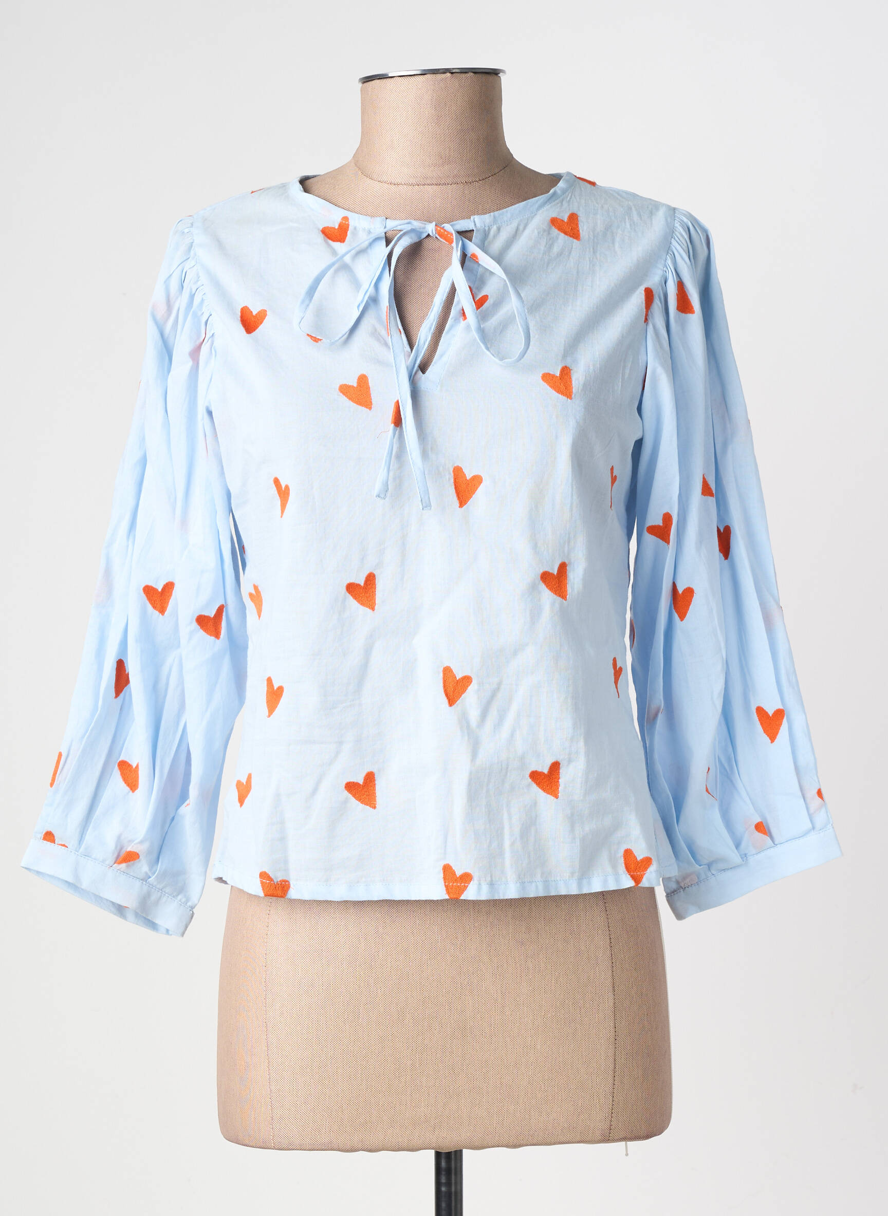 Blouse col rond manches 3/4 bleu COMPAÑIA FANTASTICA femme