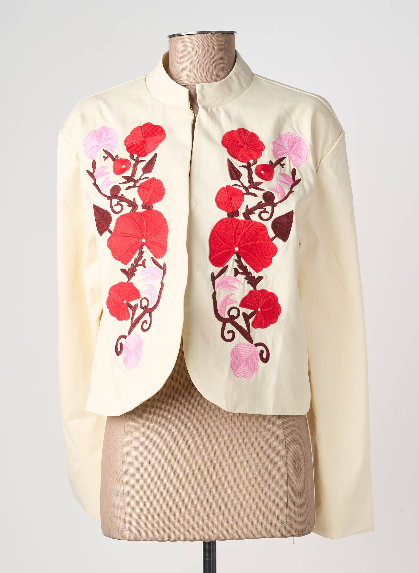 Veste casual col rond beige LILY ROSE femme