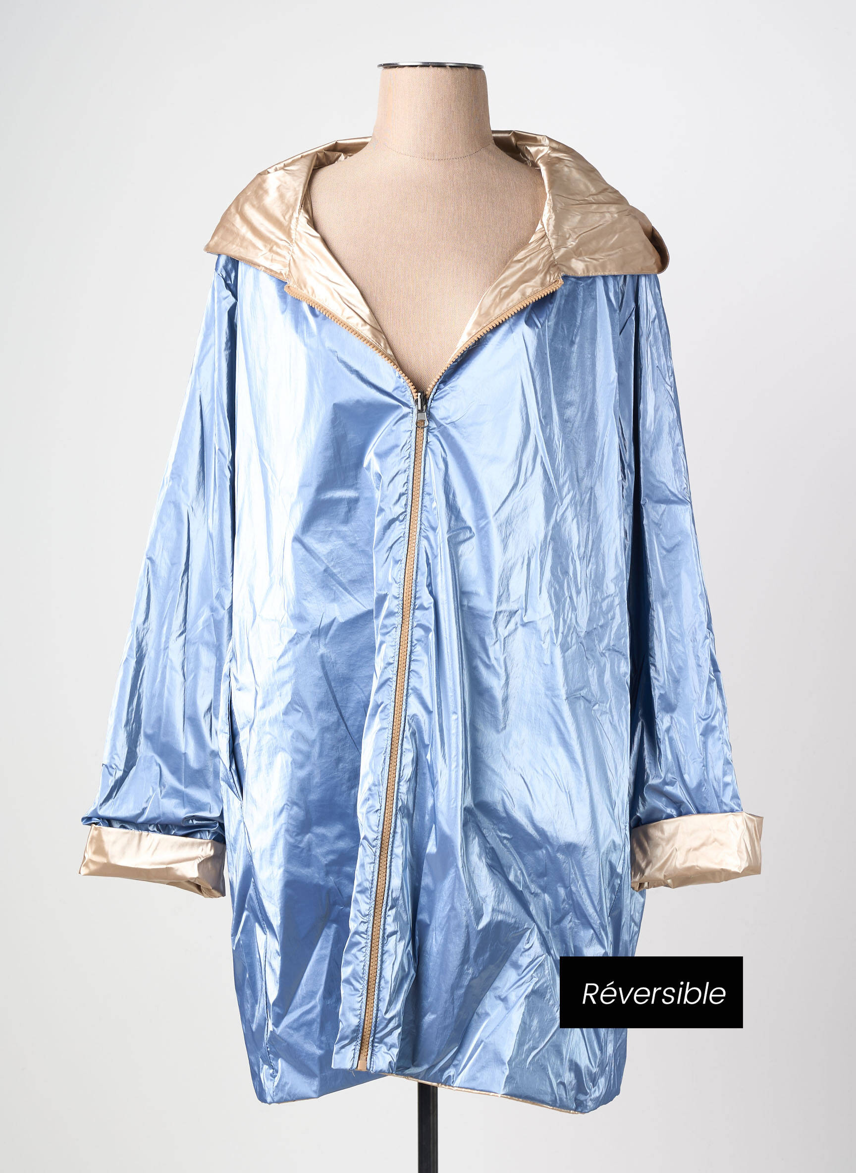 Imperméable poches a capuche bleu PIMENT ROUGE femme
