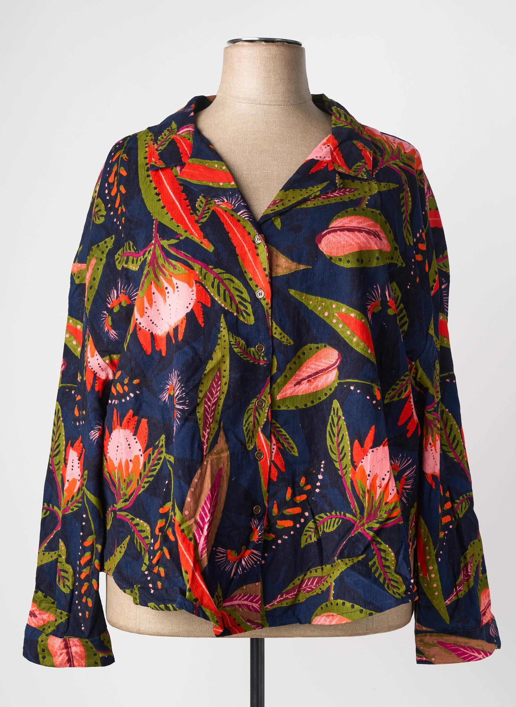 Veste casual poignets boutonnés avec fente bleu ORIENTIQUE NATURALLY femme