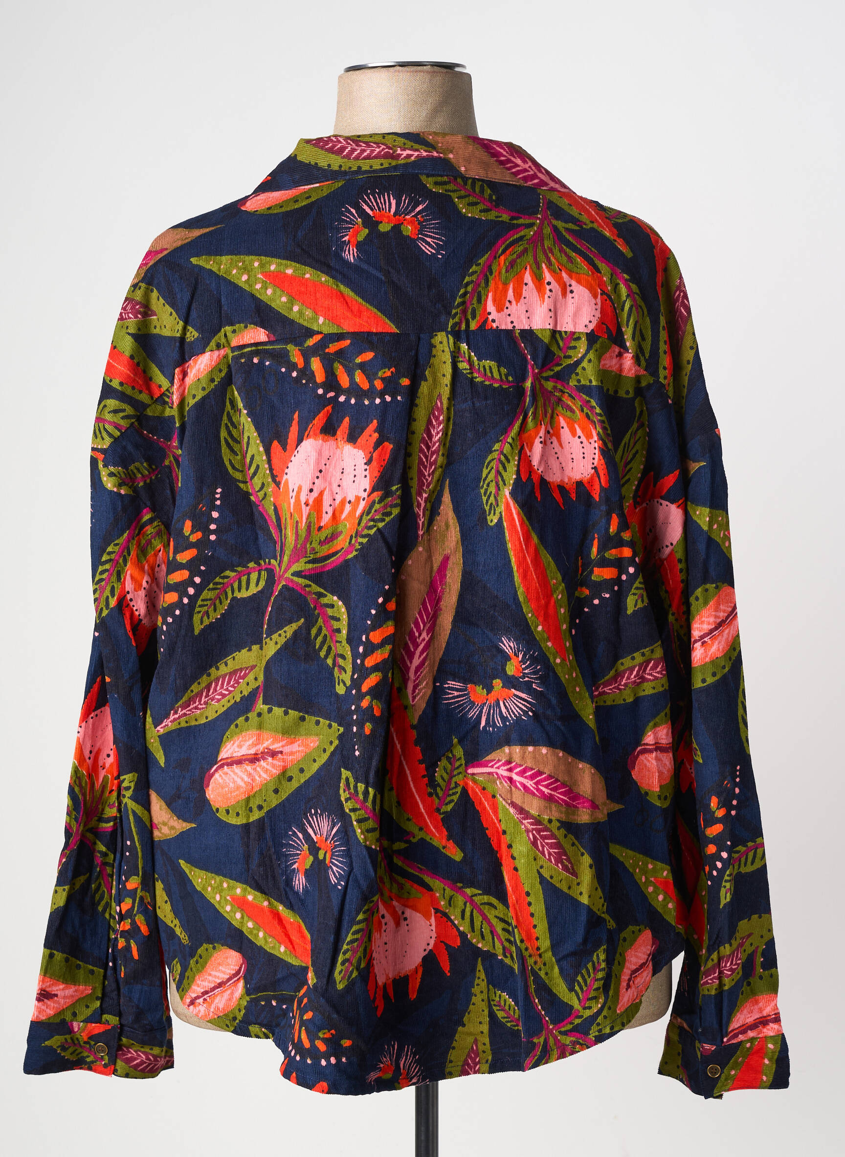 Veste casual poignets boutonnés avec fente bleu ORIENTIQUE NATURALLY femme