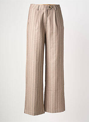 Pantalon flare taille à pinces taille haute marron CALIE femme
