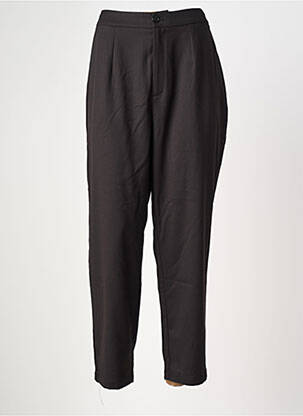 Pantalon chino tissage popeline taille haute noir C'MELODIE femme