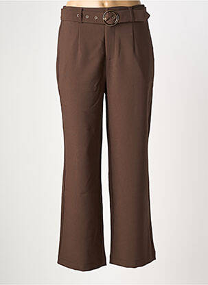 Pantalon droit tissage popeline taille normale marron BY ONE femme