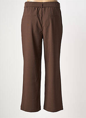 Pantalon droit tissage popeline taille normale marron BY ONE femme