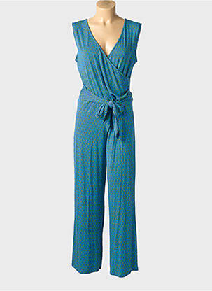 Combi-pantalon col cache-coeur sans manche bleu LINGAM femme