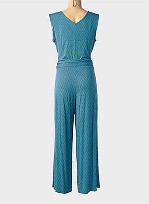 Combi-pantalon col cache-coeur sans manche bleu LINGAM femme