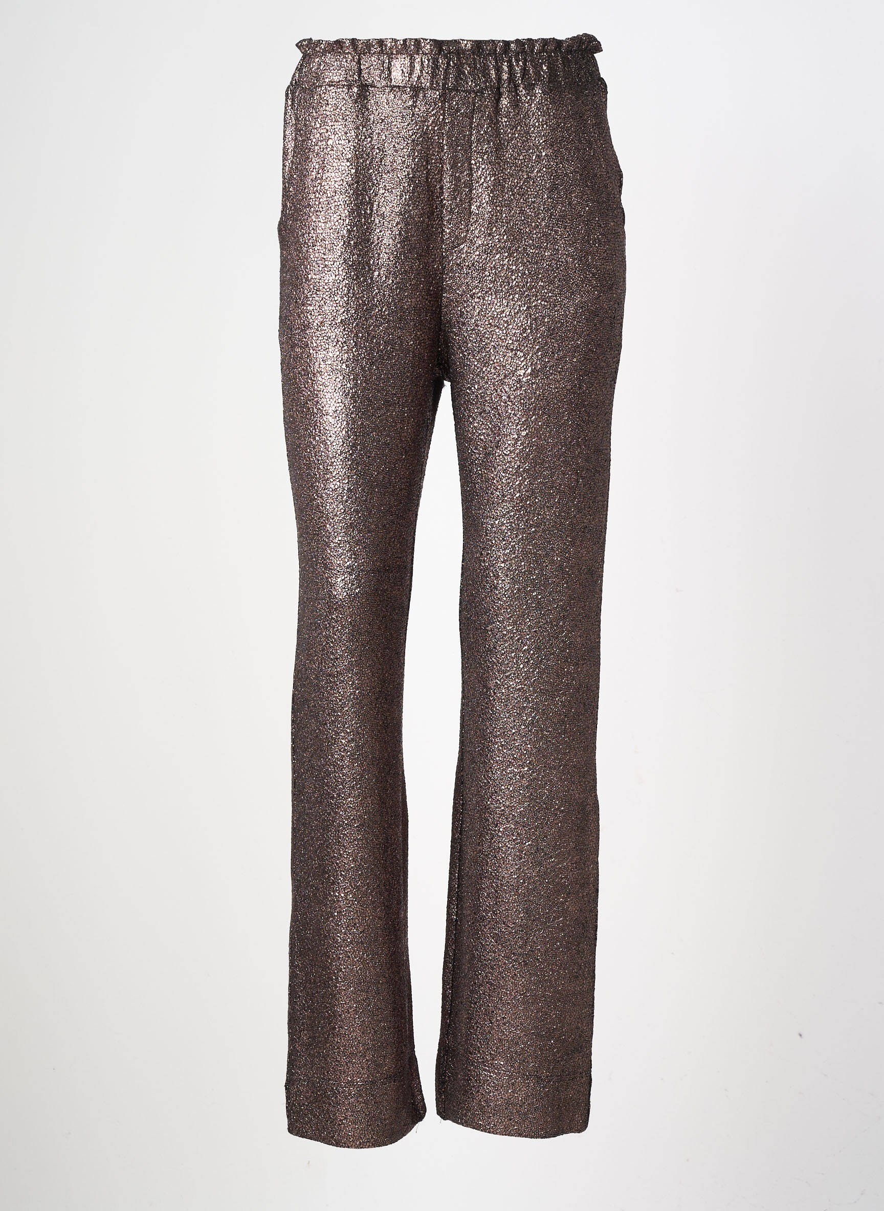 Pantalon droit taille haute taille haute marron ANGE femme