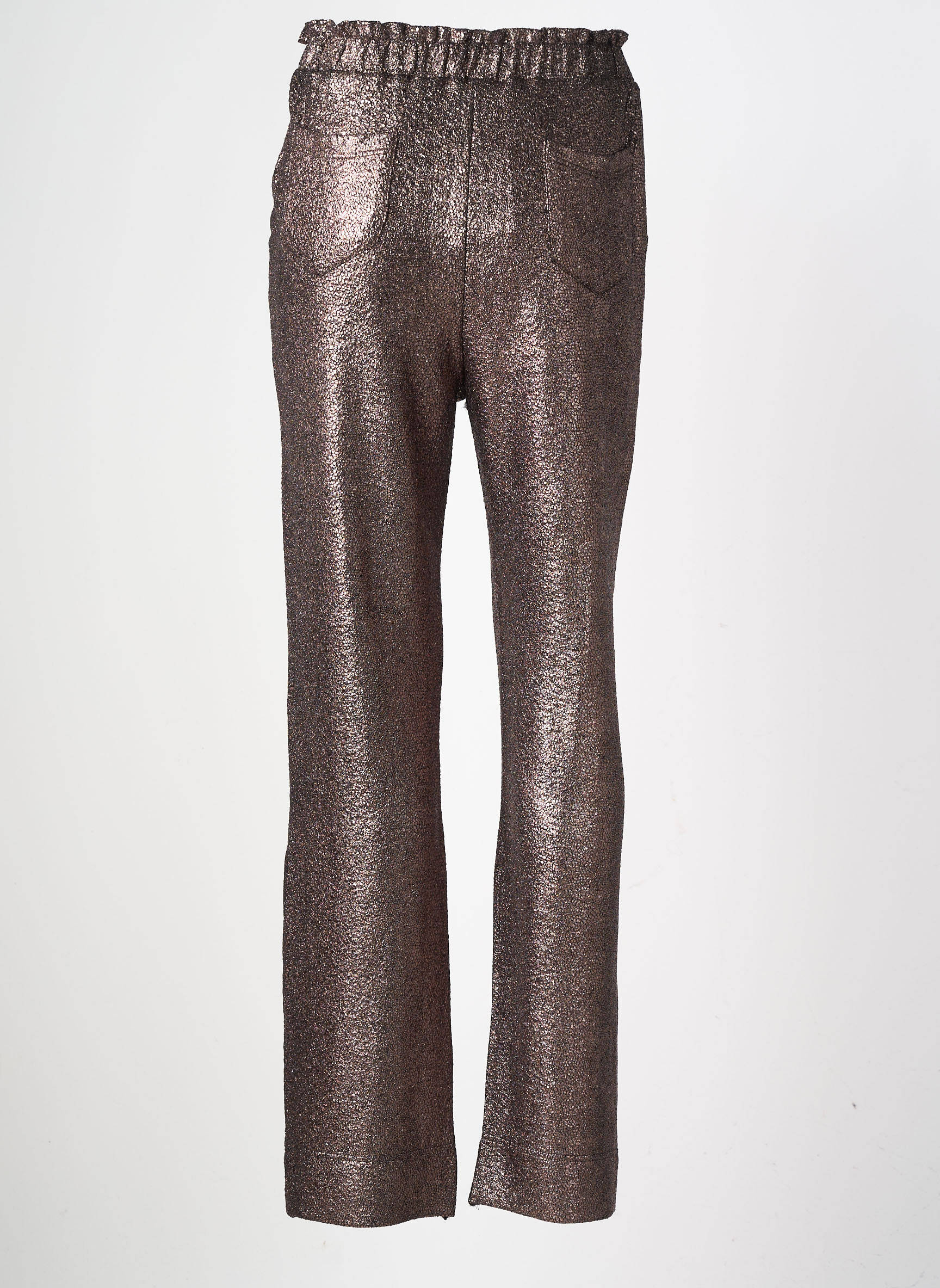 Pantalon droit taille haute taille haute marron ANGE femme