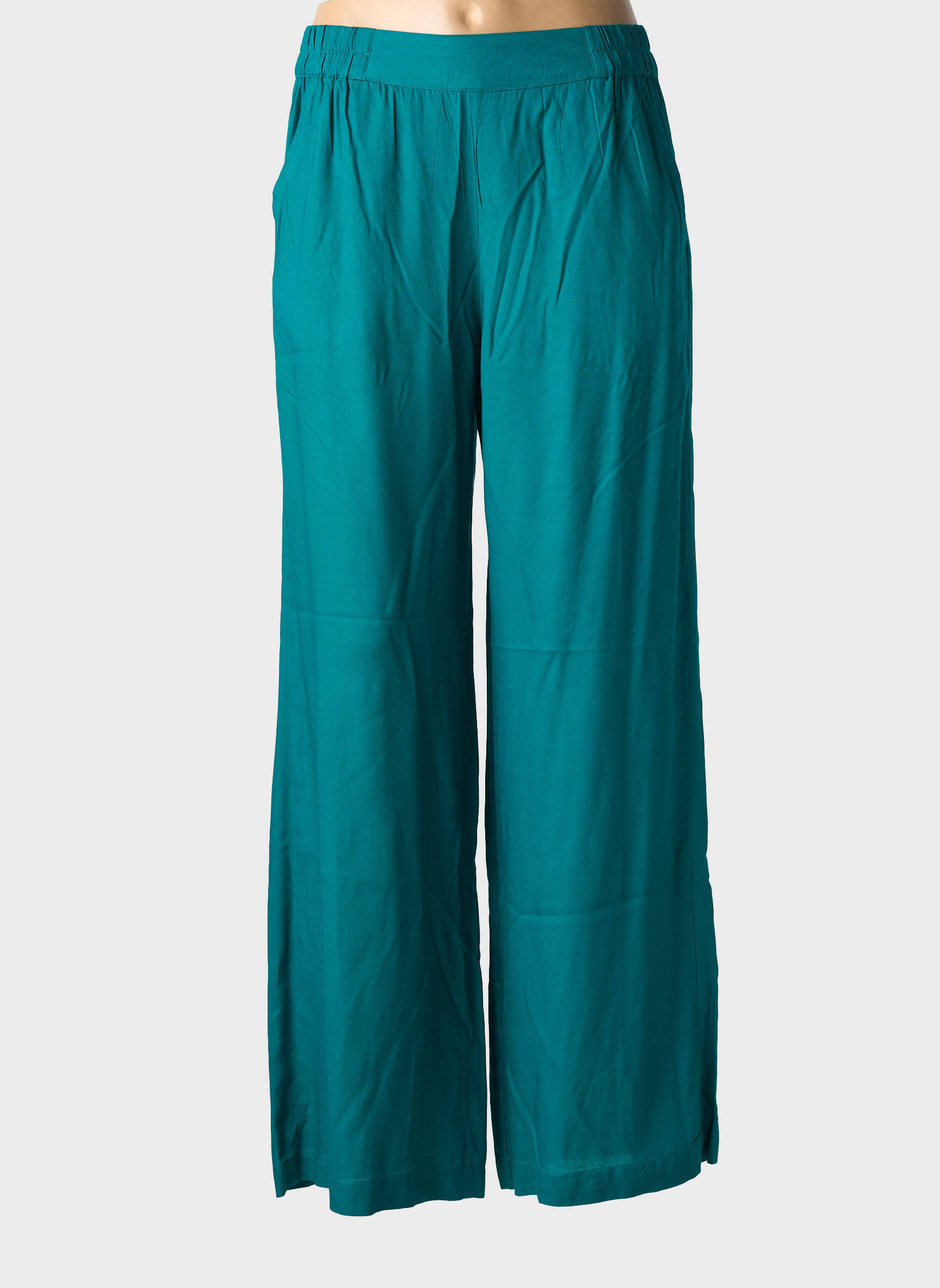Pantalon large tissage popeline taille normale vert PRINCESSE NOMADE femme